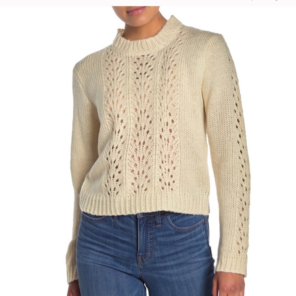 Woven Heart Open Stitch Pullover Sweater